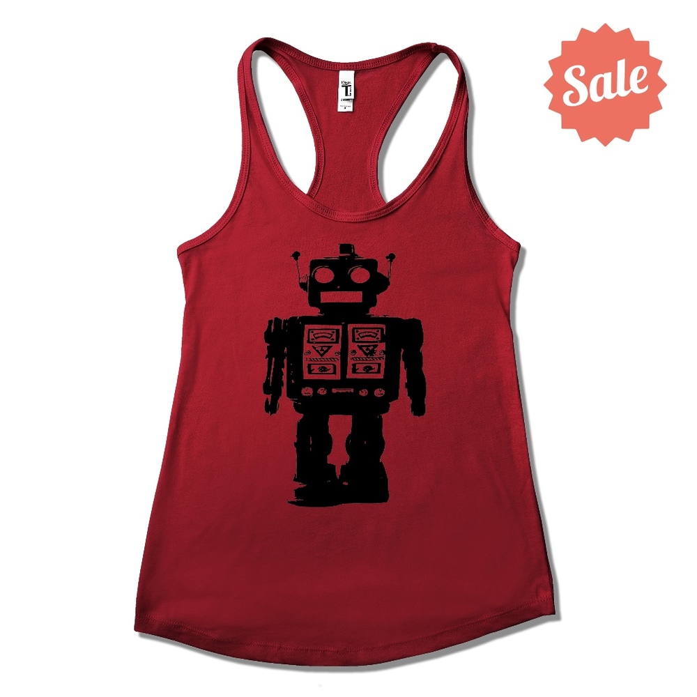 🔥 SALE Futuristic Robot Racerback Tank Top S L XL